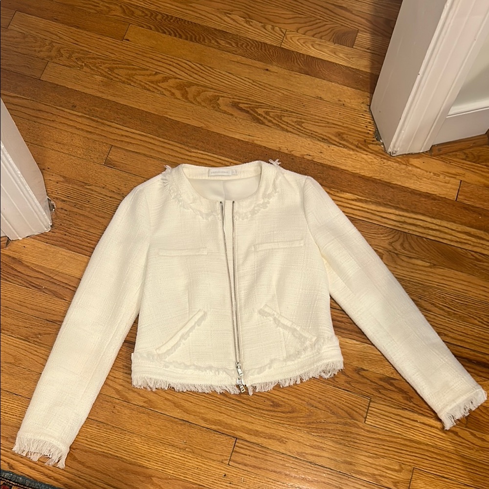 Jonathan Simkhai White Frayed Blazer